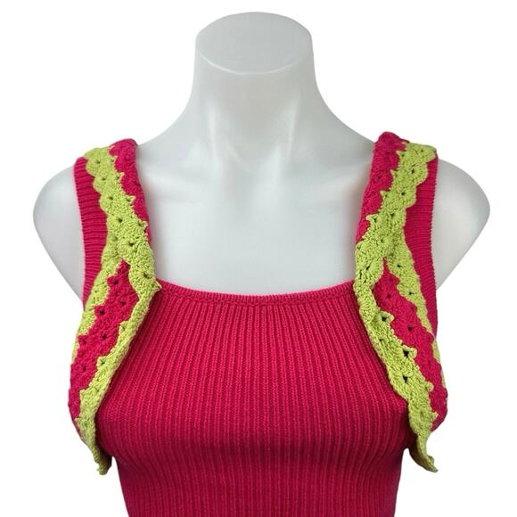 Revolve x Majorelle Jeneli Pink Sleeveless Crochet Knit Sweater Crop Top Sz XS - Picture 6 of 8